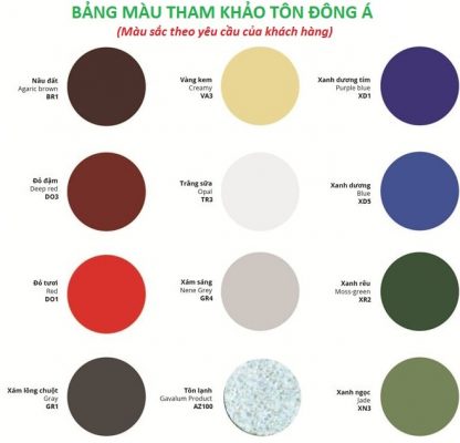 Báo giá tôn lạnh màu Đông Á tại Cà Mau